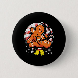 Kerst Jiu Jitsu Gingerbread Xmas Bjj Wrestling Ronde Button 5,7 Cm