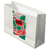 Kerst Jolly groen en rood Groot Cadeauzakje (Voorkant Gekanteld)