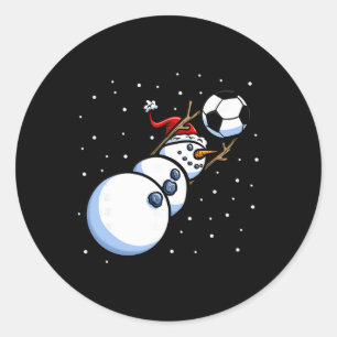 Kerst Jongens Mannen Kerstmis Keeper Voetbal Sneeu Ronde Sticker