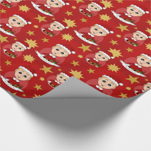 Kerst jongenscartoon inpakpapier