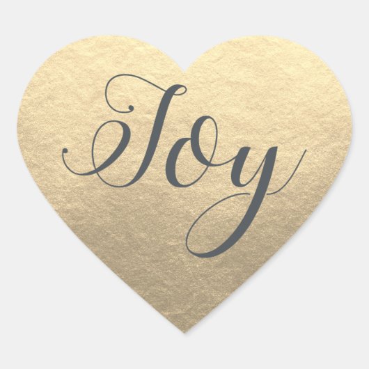 Kerst Joy Champagne Goud Hart Sticker (Voorkant)