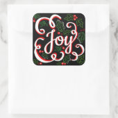 Kerst Joy Holly Berries & Leaves Vierkante Sticker (Tas)