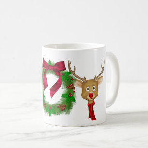 Kerst JOY krans en rendieren Koffiemok