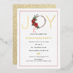 Kerst Joy Red Foliage Wreate Folie Uitnodiging