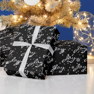 Kerst JOY tekst in sneeuwvlokken   Cadeaupapier