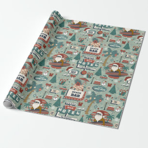 kerst juli route 25 strand tropische zwarte kerstm cadeaupapier
