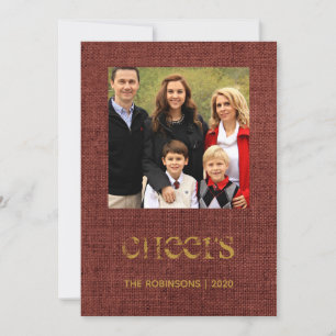 Kerst jute hulst en klimop familie foto feestdagenkaart