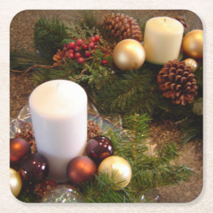 Kerst Kaars Centerstukken Vierkante Kartonnen Onderzetter