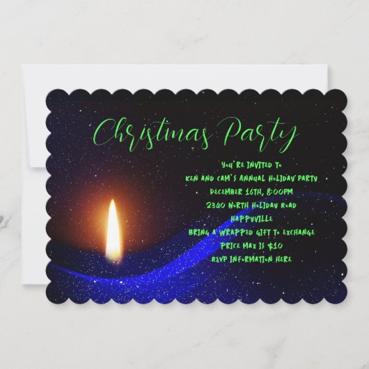 Kerst Kaars Nacht Vakantie Party Uitnodigingen (Voorkant)