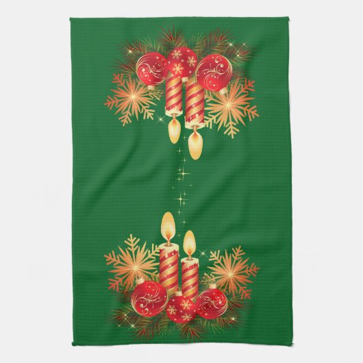 Kerst Kaarsen Keuken Handdoek (Verticaal)