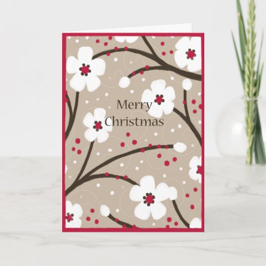 Kerst Kaart - Bloemen en bessen (Voorkant)