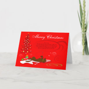 Kerst Kaart - Chocolate Labrador Dog - Rood