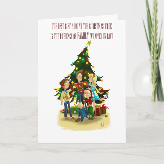 Kerst Kaart - Familie met kerst (Voorkant)