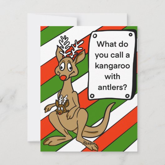 Kerst Kaart kangoeroe met gewei grap (Achterkant)