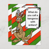 Kerst Kaart kangoeroe met gewei grap (Voorkant / Achterkant)
