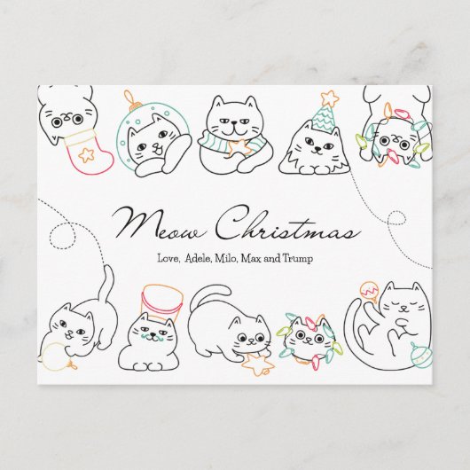 Kerst Kaart Kat Liefhebber Christmas Briefkaart (Voorkant)
