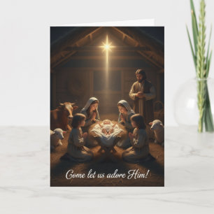 Kerst Kaart Kom, laat ons Hem aanbidden