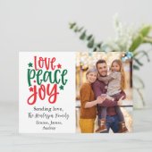 Kerst Kaart liefde vrede en vreugde (Staand voorkant)