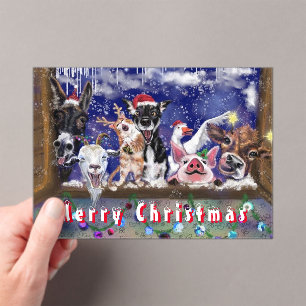 Kerst Kaart met Funny Boerderij Animal Party Acryl Uitnodigingen