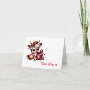 Kerst Kaart met Naam Opgevouwen Notitiekaarten