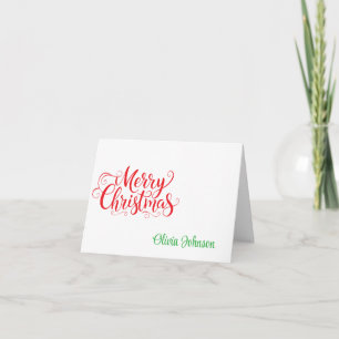 Kerst Kaart met Naam Vouwbare Notitiekaarten