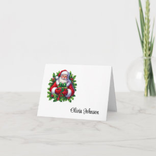 Kerst Kaart met Naam Vouwbare Notitiekaarten