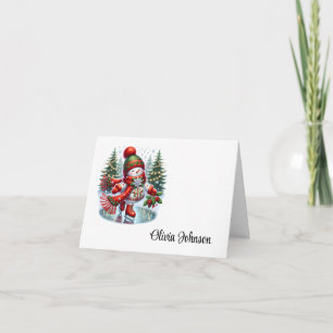 Kerst Kaart met Naam Vouwbare Notitiekaarten