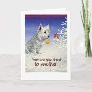 Kerst Kaart met Westie en Robin
