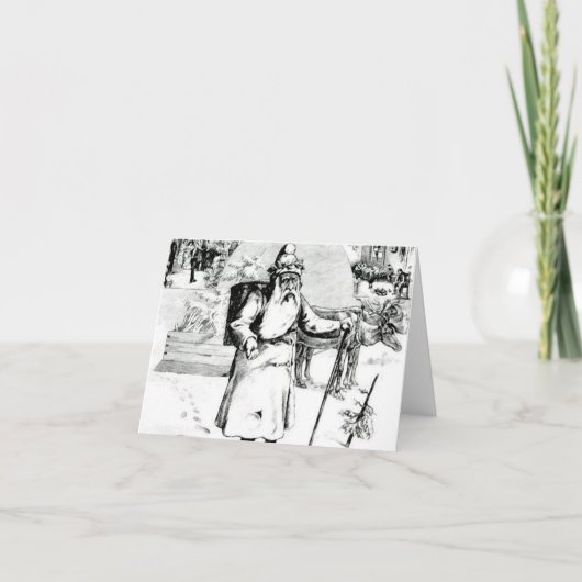 Kerst Kaart  Santa Black White (Voorkant)