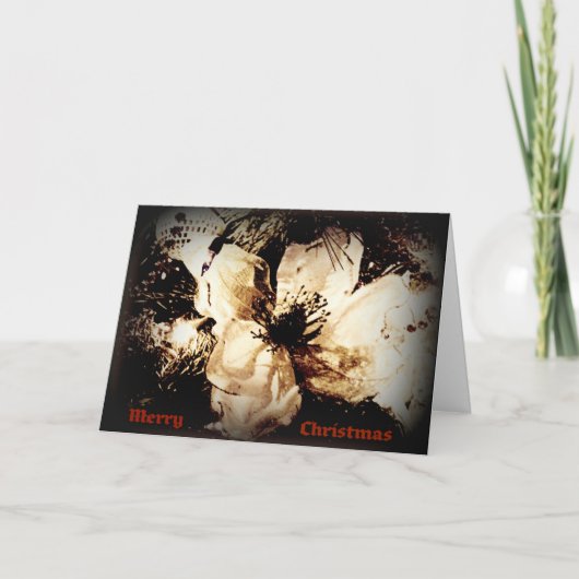 KERST KAART SEPIA FLOWER (Voorkant)