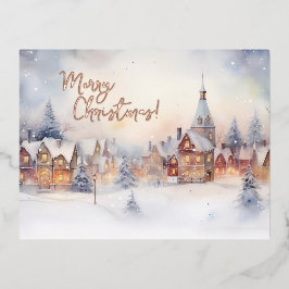 Kerst Kaart, sneeuwwinterlandschap Folie Feestdagen Briefkaart