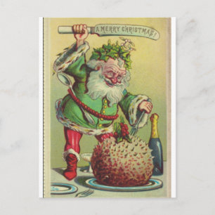 Kerst Kaart Vader Kerst Aanvallen Pudding
