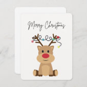 Kerst Kaart "Vrolijk Kerstfeest" - Rendier (Voorkant / Achterkant)