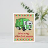 Kerst Kaart vuilniswagen Cartoon (Staand voorkant)