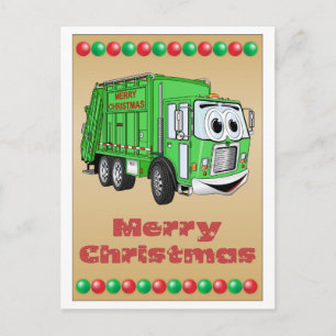 Kerst Kaart vuilniswagen Cartoon
