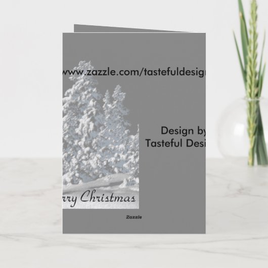 Kerst Kaarten - Silver Snowy Trees (Achterkant)