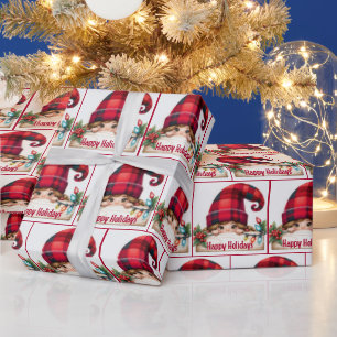Kerst Kabouter Meisje Met Geruite Hoed Cadeaupapier