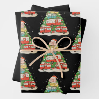 Kerst Kamperen RV Kerstboom Vakantie Seizoen Inpakpapier Vel