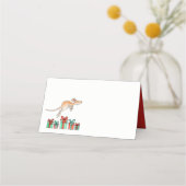 Kerst kangoeroe springen waterverf kunst plaats ka (Achterkant)