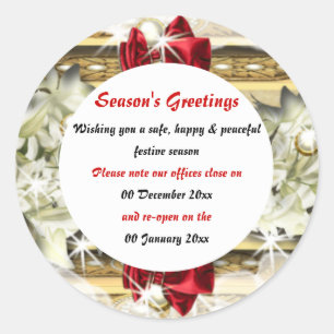 Kerst kantoor gebouwen gesloten van de rust ronde sticker