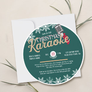 Kerst Karaoke Party Vinyl Record Blauwgroen Kaart