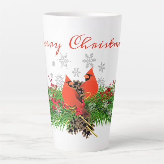 Kerst Kardinaal en Groen Latte Mok (Voorkant)