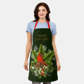 Kerst Kardinaal en Groene Feestdagen Schort (Gedragen)
