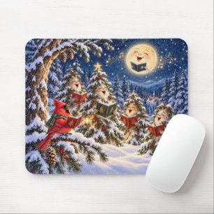 Kerst Kardinaal en Winter Boom Koor Muismat
