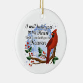 Kerst kardinaal, ik zal je in mijn hart houden keramisch ornament (Rechts)