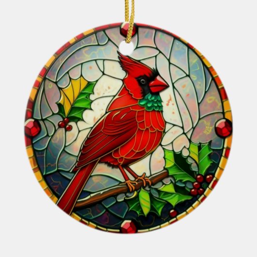 Kerst Kardinaal Vogel Keramisch Ornament (Voorkant)