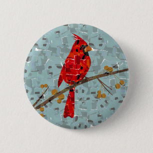 Kerst Kardinaalvogel collage Ronde Button 5,7 Cm
