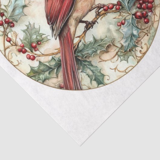 Kerst kardinale rondes tissuepapier (Detail)