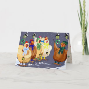 Kerst Karoling Kippen kaart! Feestdagen Kaart