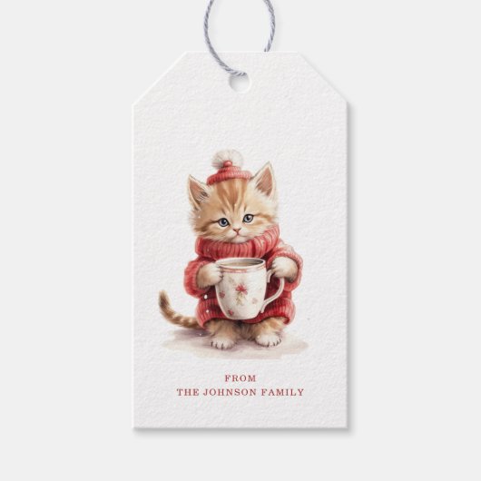 Kerst Kat Cadeau Labels Cadeaulabel (Voorkant)